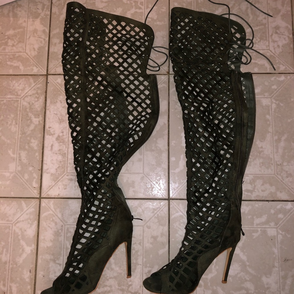 Cape Robbin Over the knee cage heel boots